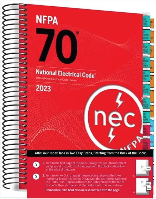 NFPA 70 National Electrical Code Nec Spiral 2023 Edition With Index Tab